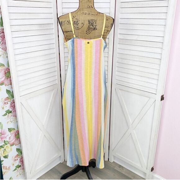Billabong Lucky Us Striped Sleeveless Midi Dress Pastel Multi Large - Picture 7 of 16